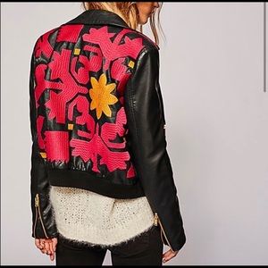 free people embroidered leather jacket